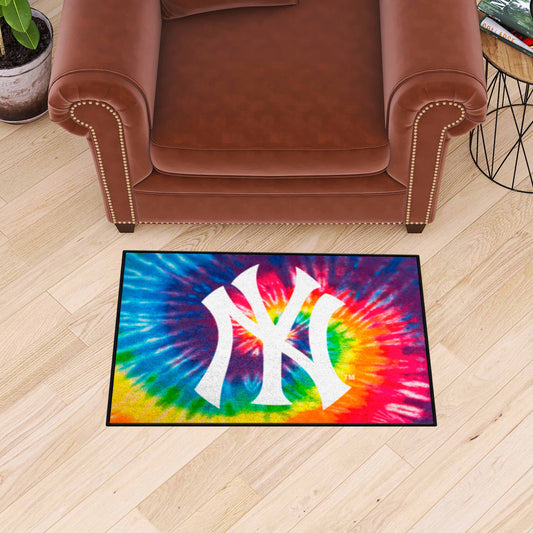 New York Yankees Tie Dye Starter Mat Accent Rug - 19in. x 30in. - New York Yankees