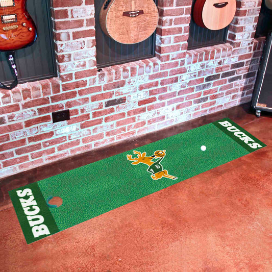 NBA Retro Milwaukee Bucks Putting Green Mat - 1.5ft. x 6ft. - Milwaukee Bucks
