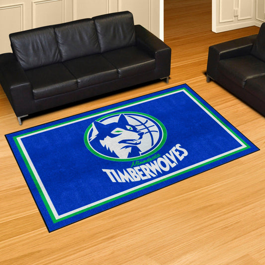 NBA Retro Minnesota Timberwolves 5ft. x 8 ft. Plush Area Rug - Minnesota Timberwolves
