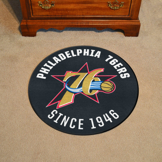 NBA Retro Philadelphia 76ers Roundel Rug - 27in. Diameter - Philadelphia 76ers
