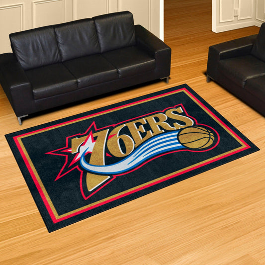 NBA Retro Philadelphia 76ers 5ft. x 8 ft. Plush Area Rug - Philadelphia 76ers