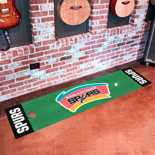 NBA Retro San Antonio Spurs Putting Green Mat - 1.5ft. x 6ft. - San Antonio Spurs