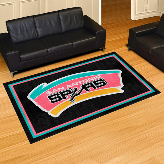 NBA Retro San Antonio Spurs 5ft. x 8 ft. Plush Area Rug - San Antonio Spurs