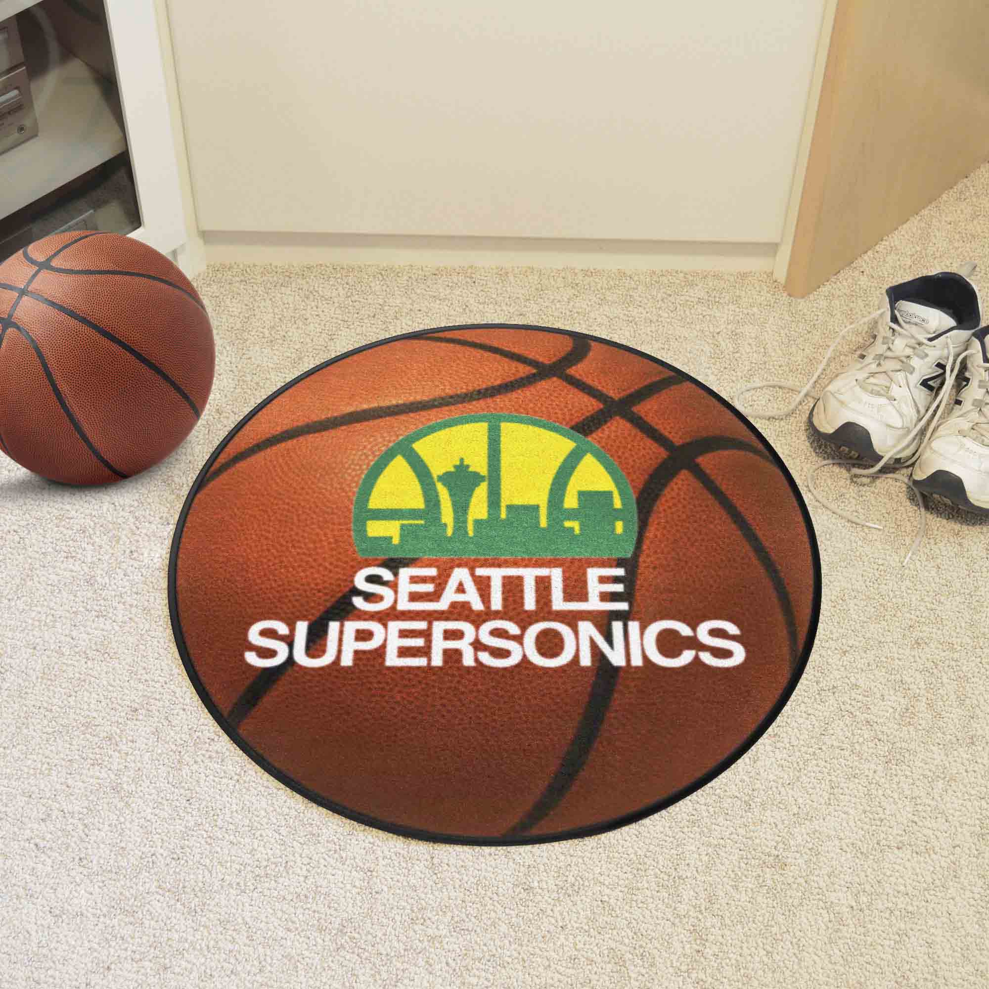 NBA Retro Seattle Supersonics Basketball Rug - 27in. Diameter - Seattle Supersonics