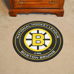 Retro NHL Boston Bruins Hockey Puck Rug - 27in. Diameter - Boston Bruins