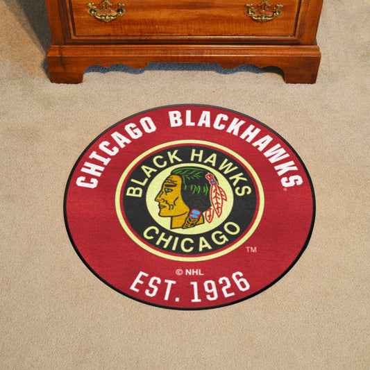 NHLRETRO Chicago Blackhawks Roundel Rug - 27in. Diameter - Chicago Blackhawks
