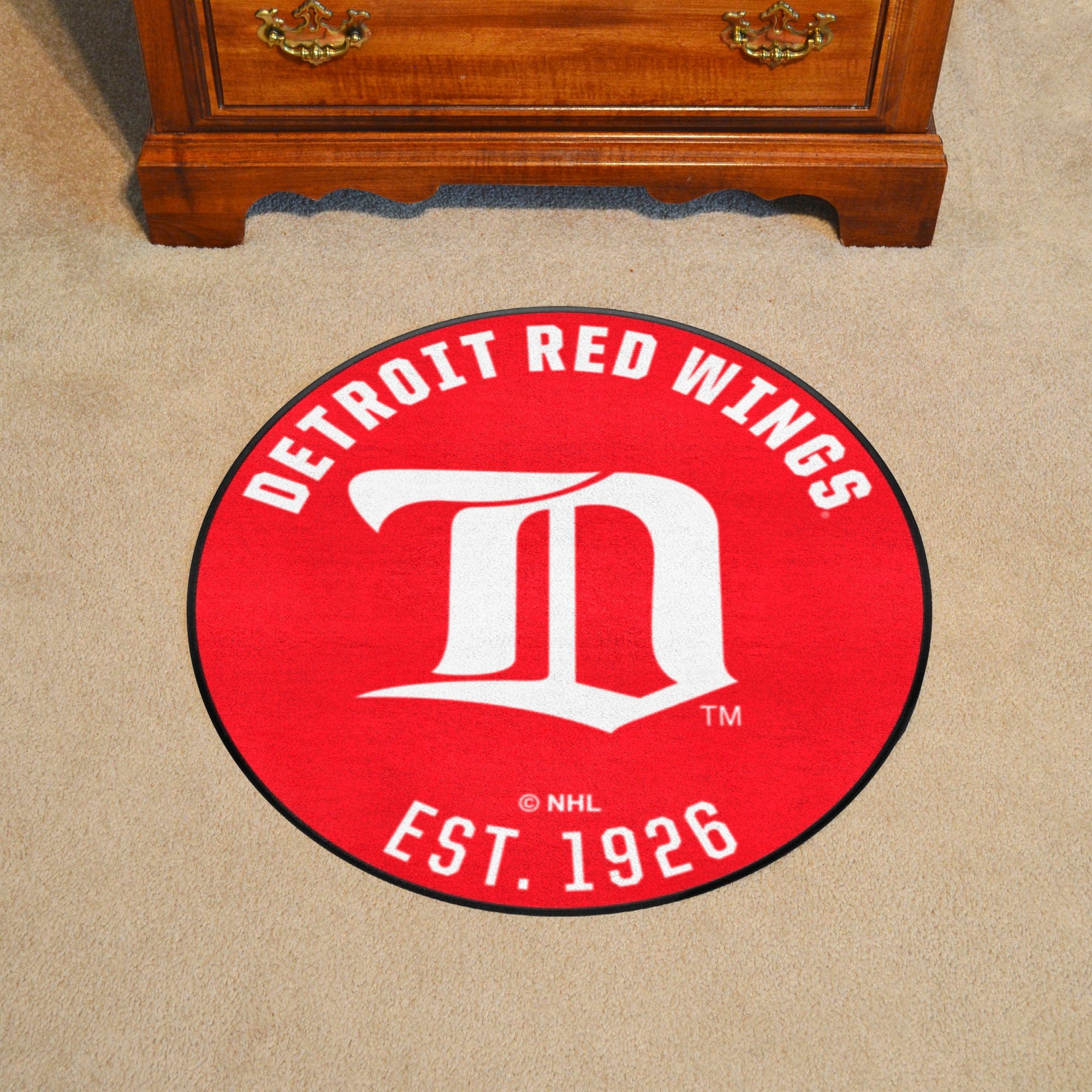 NHLRETRO Detroit Red Wings Roundel Rug - 27in. Diameter - Detroit Red Wings