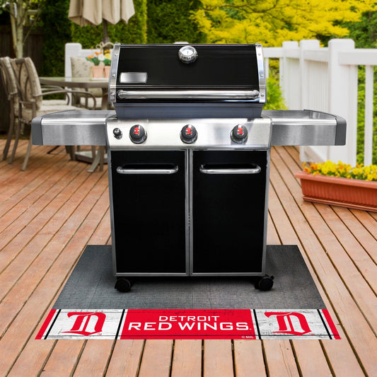 NHLRETRO Detroit Red Wings Vinyl Grill Mat - 26in. x 42in. - Detroit Red Wings