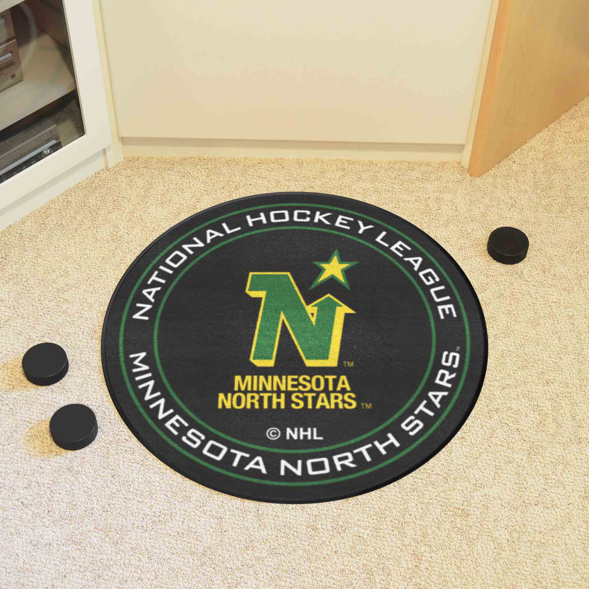 NHLRETRO Minnesota North Stars Hockey Puck Rug - 27in. Diameter - Minnesota North Stars