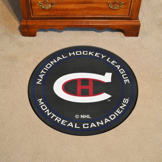 NHLRETRO Montreal Canadiens Hockey Puck Rug - 27in. Diameter - Montreal Canadiens