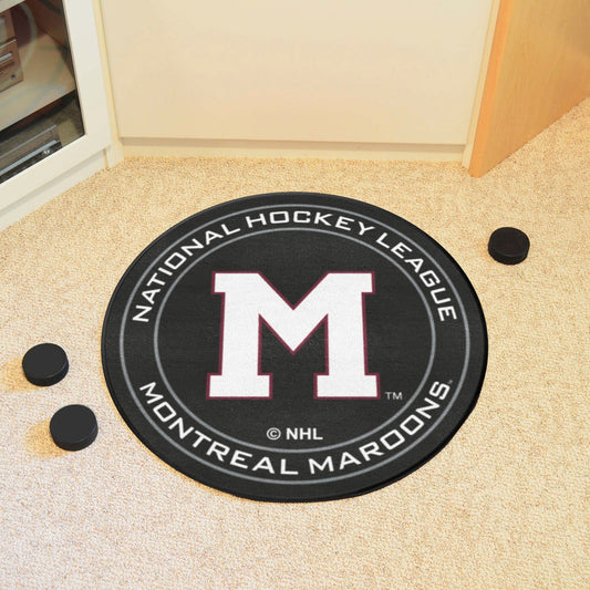 NHLRETRO Montreal Maroons Hockey Puck Rug - 27in. Diameter - Montreal Maroons