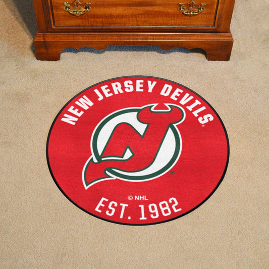 NHLRETRO New Jersey Devils Roundel Rug - 27in. Diameter - New Jersey Devils