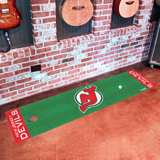 NHLRETRO New Jersey Devils Putting Green Mat - 1.5ft. x 6ft. - New Jersey Devils