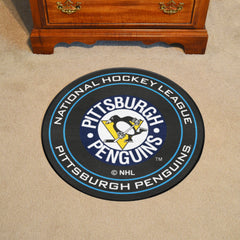 Retro NHL Pittsburgh Penguins Hockey Puck Rug - 27in. Diameter - Pittsburgh Penguins