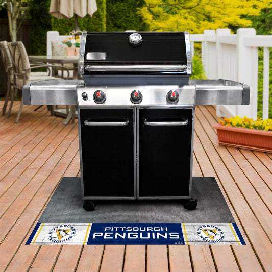 Retro NHL Pittsburgh Penguins Vinyl Grill Mat - 26in. x 42in. - Pittsburgh Penguins