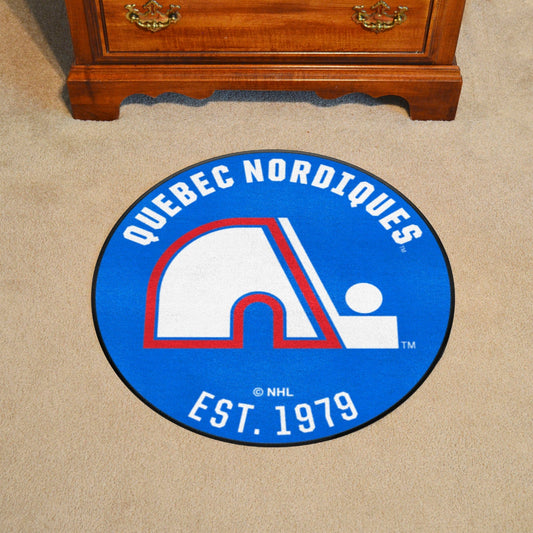 NHLRETRO Quebec Nordiques Roundel Rug - 27in. Diameter - Quebec Nordiques