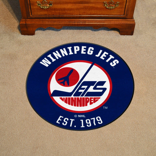 Retro NHL Winnipeg Jets Roundel Rug - 27in. Diameter - Winnipeg Jets