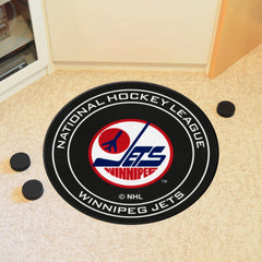 Retro NHL Winnipeg Jets Hockey Puck Rug - 27in. Diameter - Winnipeg Jets
