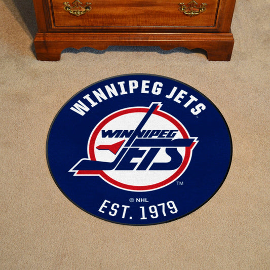 Retro NHL Winnipeg Jets Roundel Rug - 27in. Diameter - Winnipeg Jets