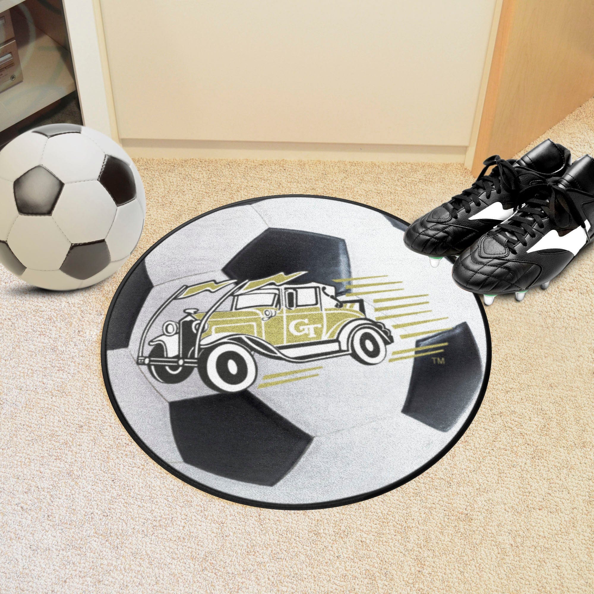 Georgia Tech Yellow Jackets Soccer Ball Rug - 27in. Diameter - Georgia Tech