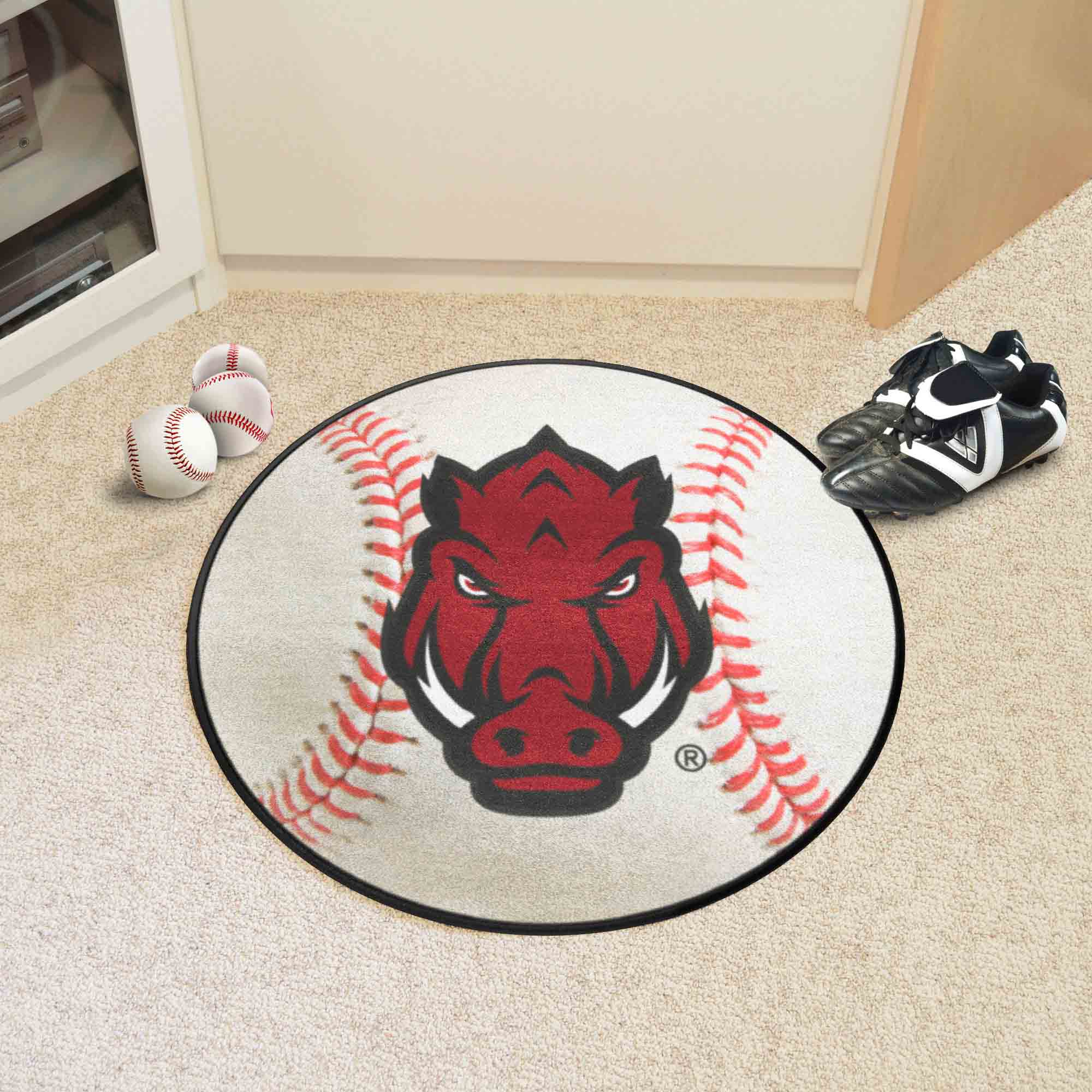 Arkansas Razorbacks Baseball Rug - 27in. Diameter - Arkansas
