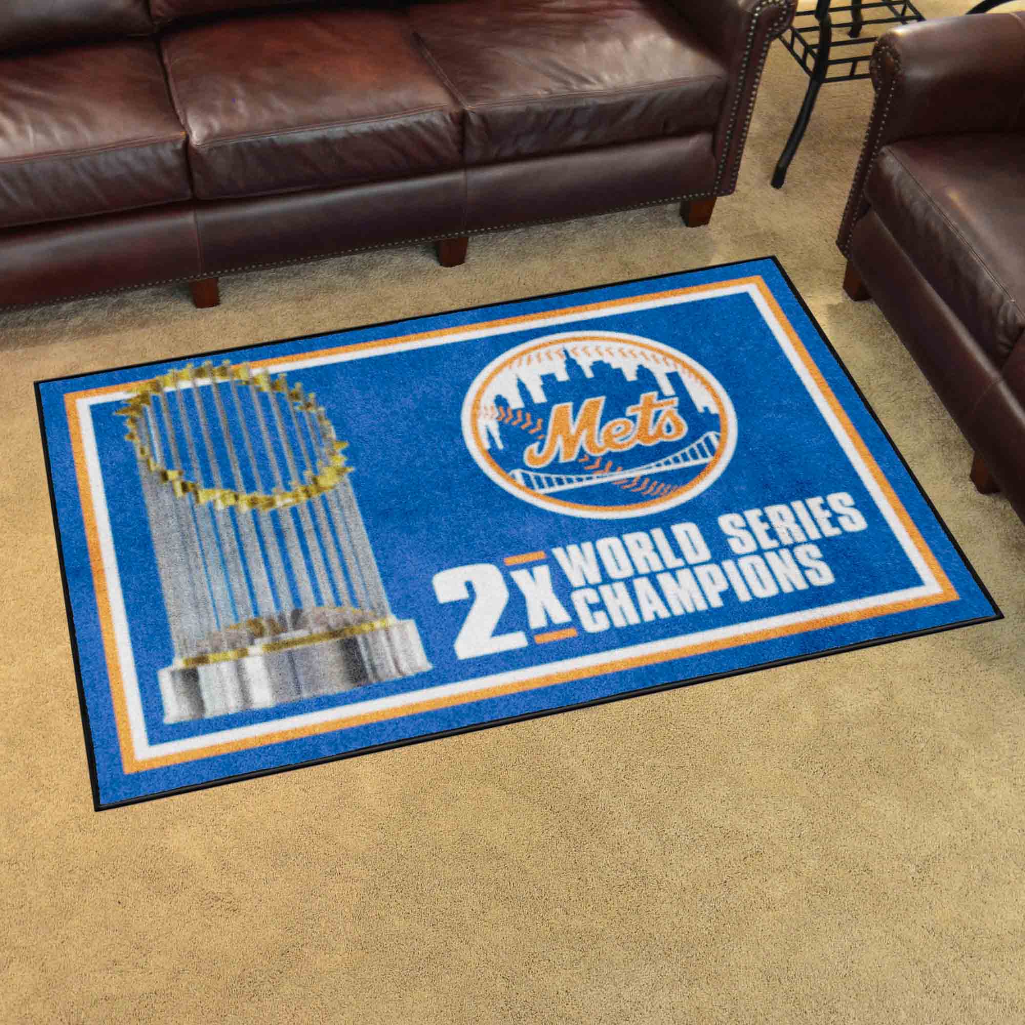 New York Mets Dynasty 4ft. x 6ft. Plush Area Rug - New York Mets