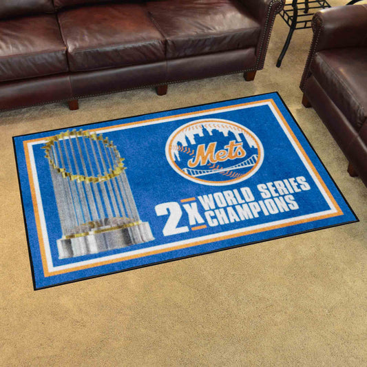 New York Mets Dynasty 4ft. x 6ft. Plush Area Rug - New York Mets