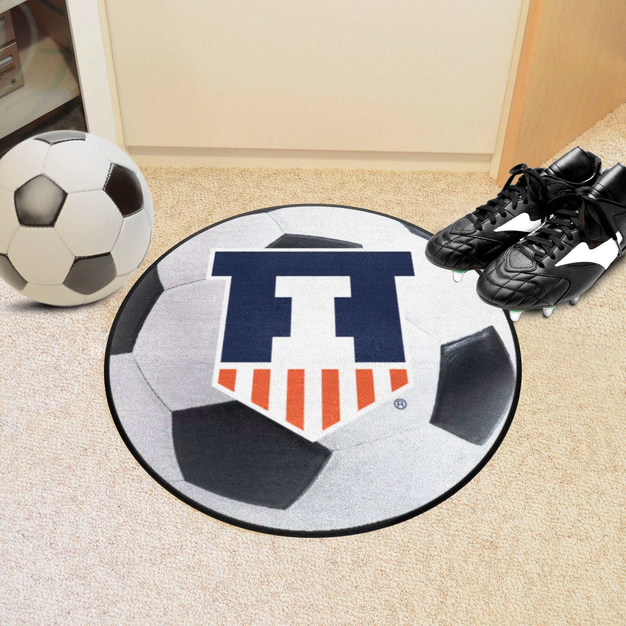 Illinois Illini Soccer Ball Rug - 27in. Diameter - Illinois