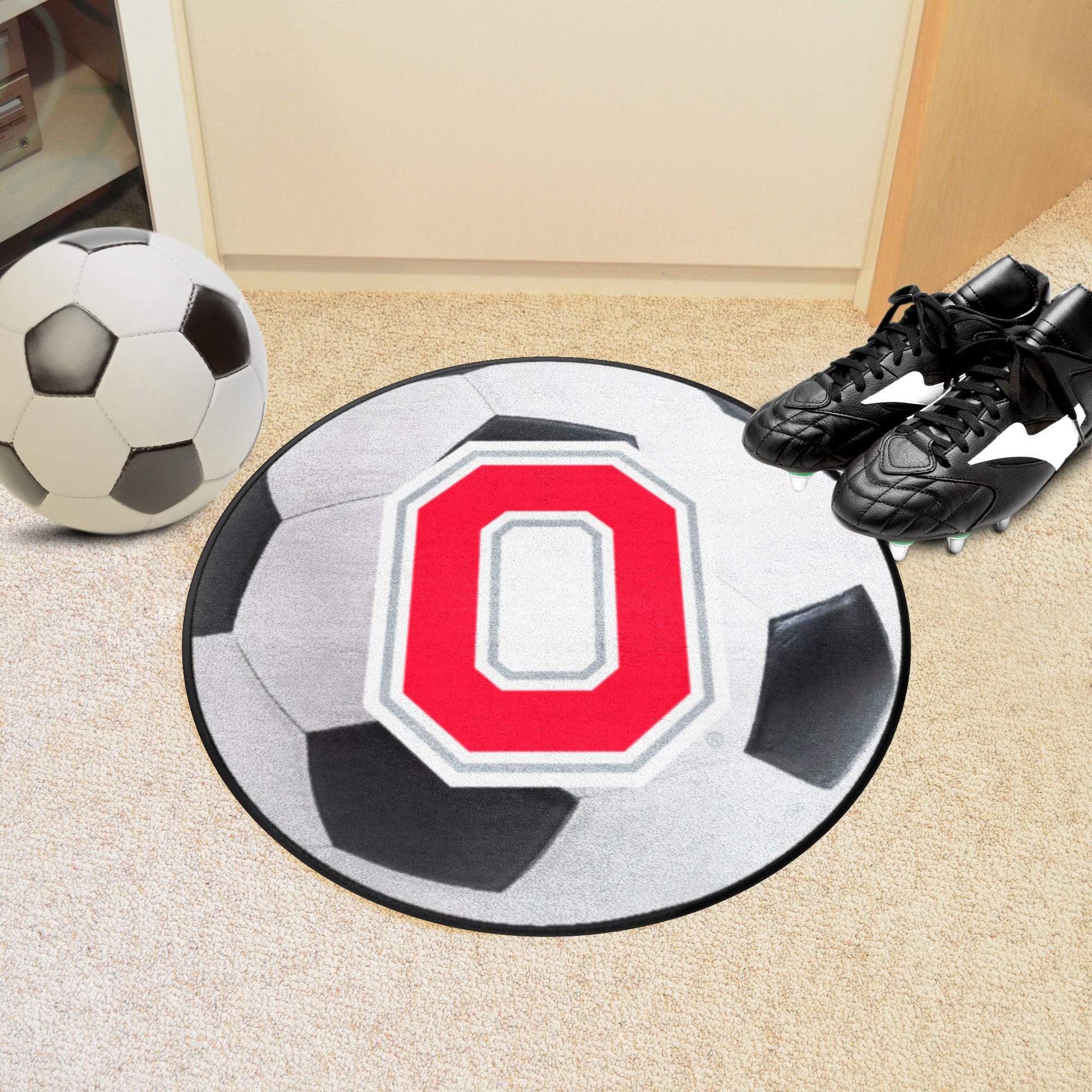 Ohio State Buckeyes Soccer Ball Rug - 27in. Diameter - Ohio State