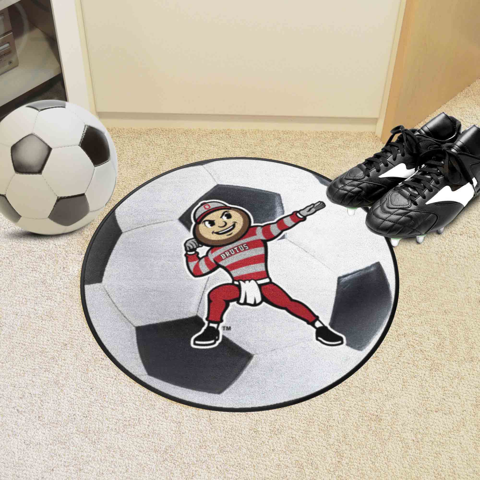 Ohio State Buckeyes Soccer Ball Rug - 27in. Diameter - Ohio State
