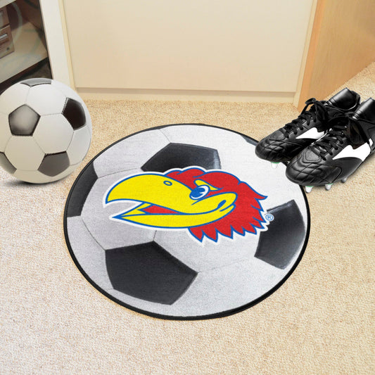 Kansas Jayhawks Soccer Ball Rug - 27in. Diameter - Kansas