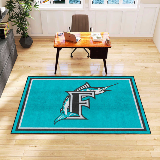 Florida Marlins 5ft. x 8 ft. Plush Area Rug - Retro Collection - Florida Marlins