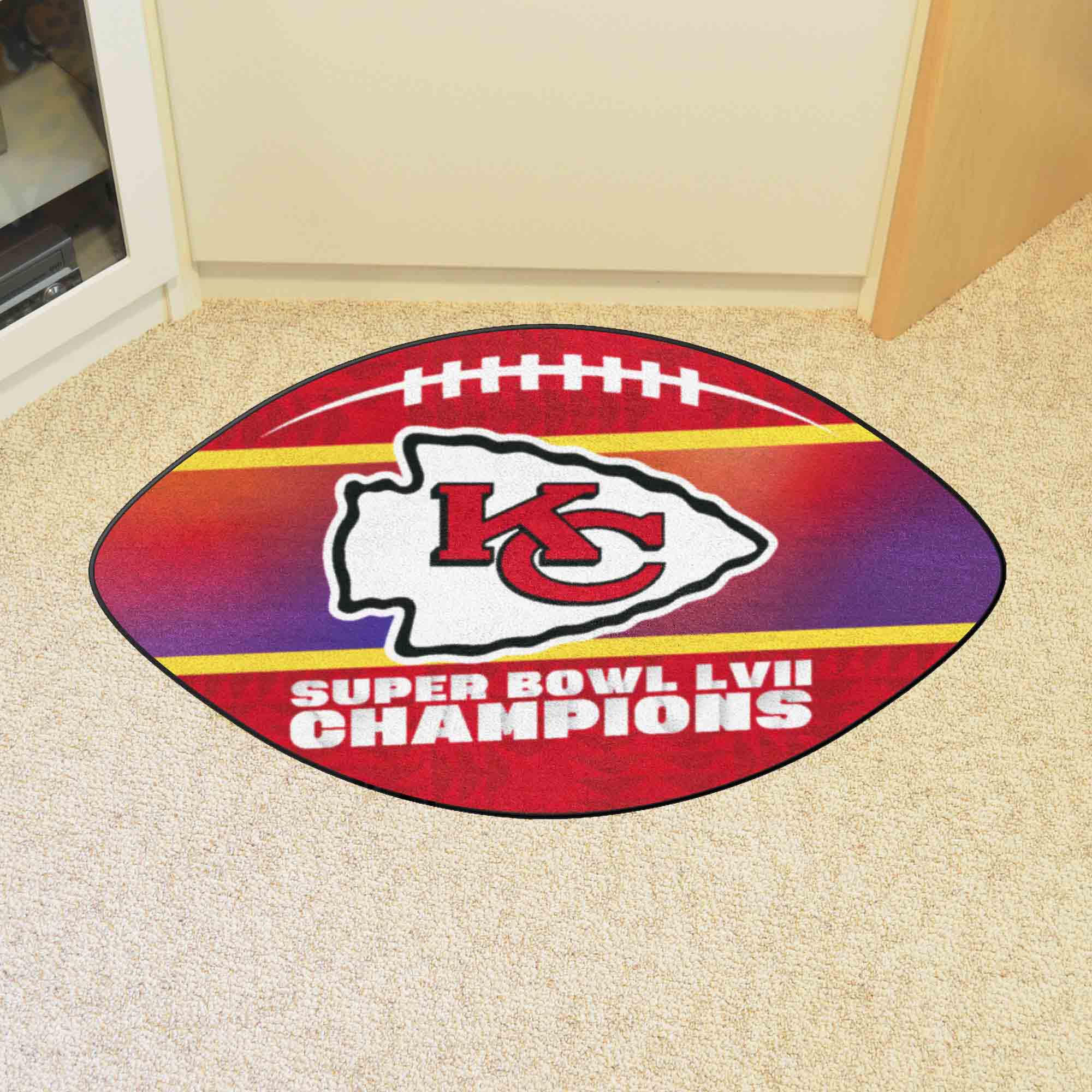 Kansas City Chiefs Super Bowl LVII Football Mat - Kansas City Chiefs