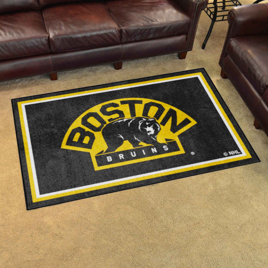 Boston Bruins 4ft. x 6ft. Plush Area Rug - Boston Bruins