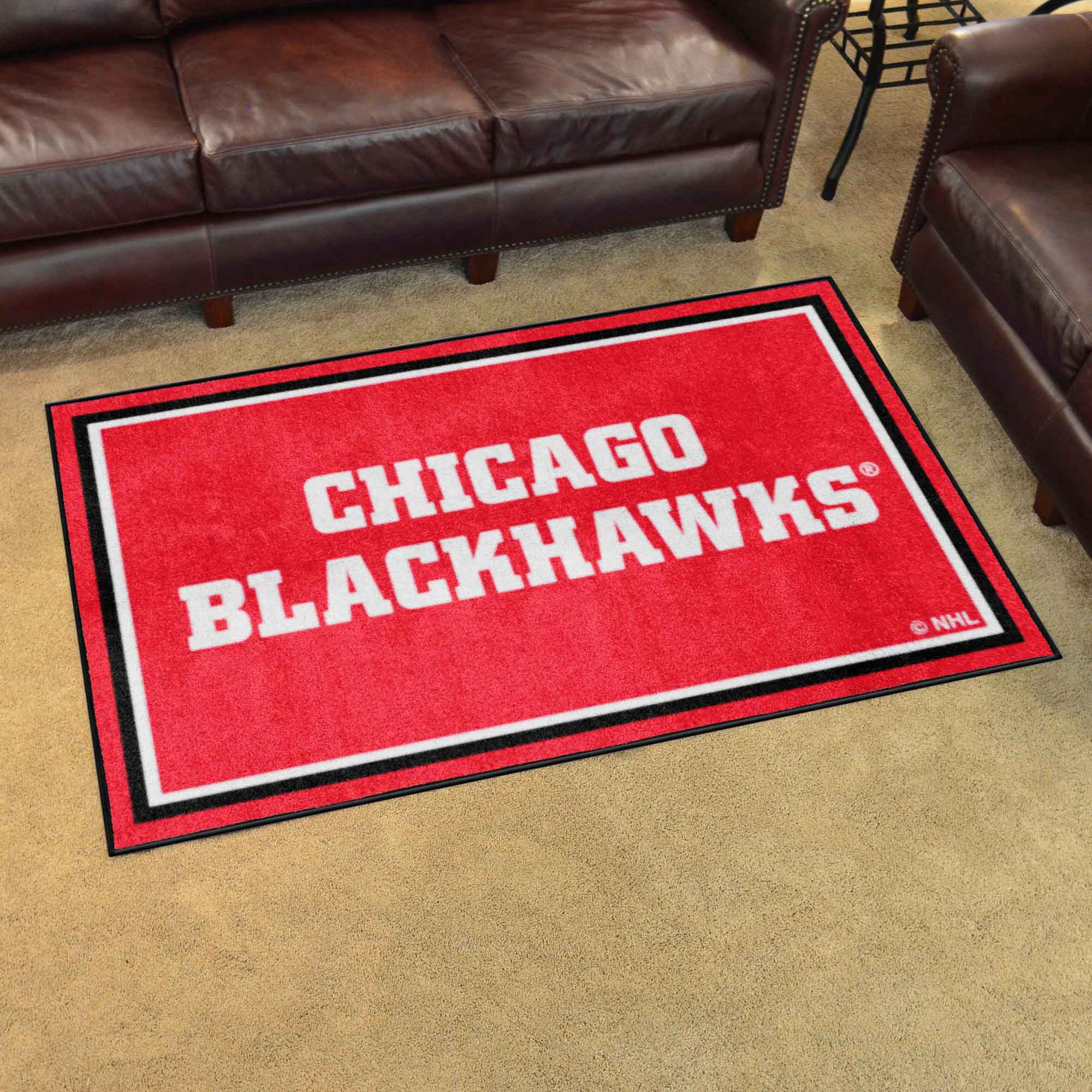 Chicago Blackhawks 4ft. x 6ft. Plush Area Rug - Chicago Blackhawks