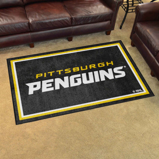 Pittsburgh Penguins 4ft. x 6ft. Plush Area Rug - Pittsburgh Penguins