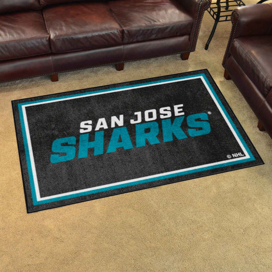 San Jose Sharks 4ft. x 6ft. Plush Area Rug - San Jose Sharks