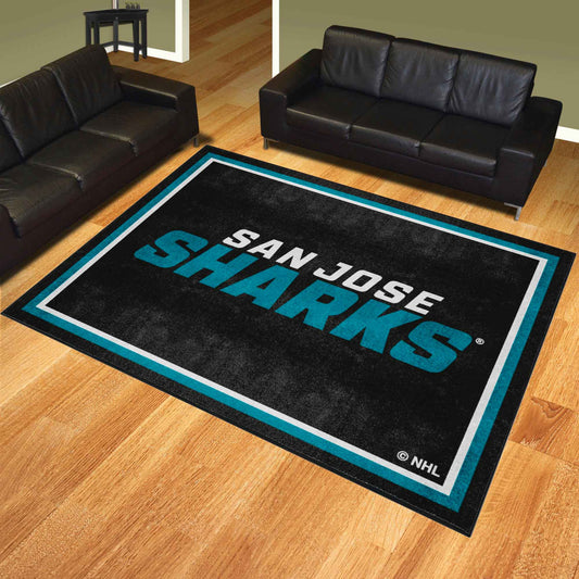 San Jose Sharks 8ft. x 10 ft. Plush Area Rug - San Jose Sharks