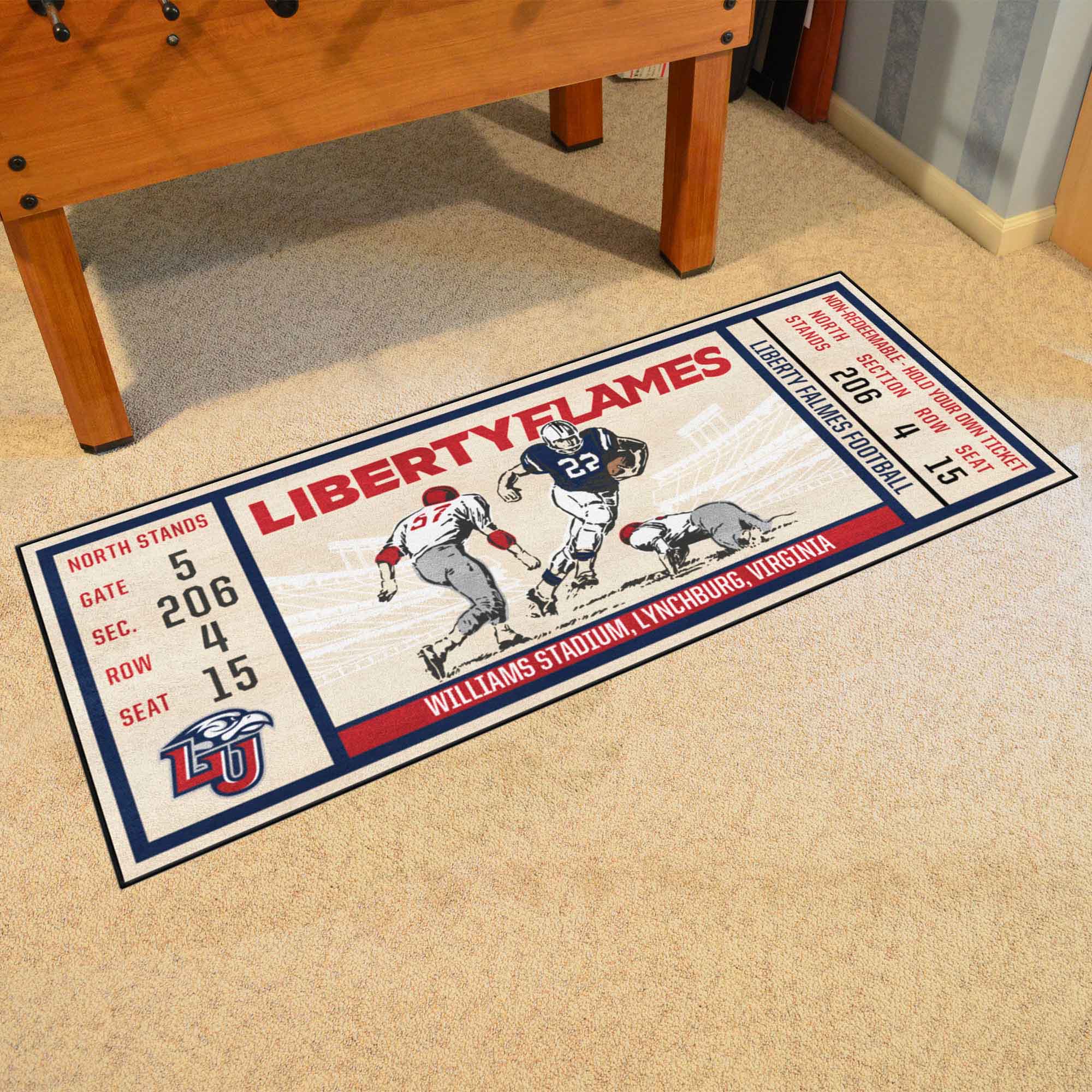 Liberty University Flames Ticket Runner Rug - 30in. x 72in. - Liberty University