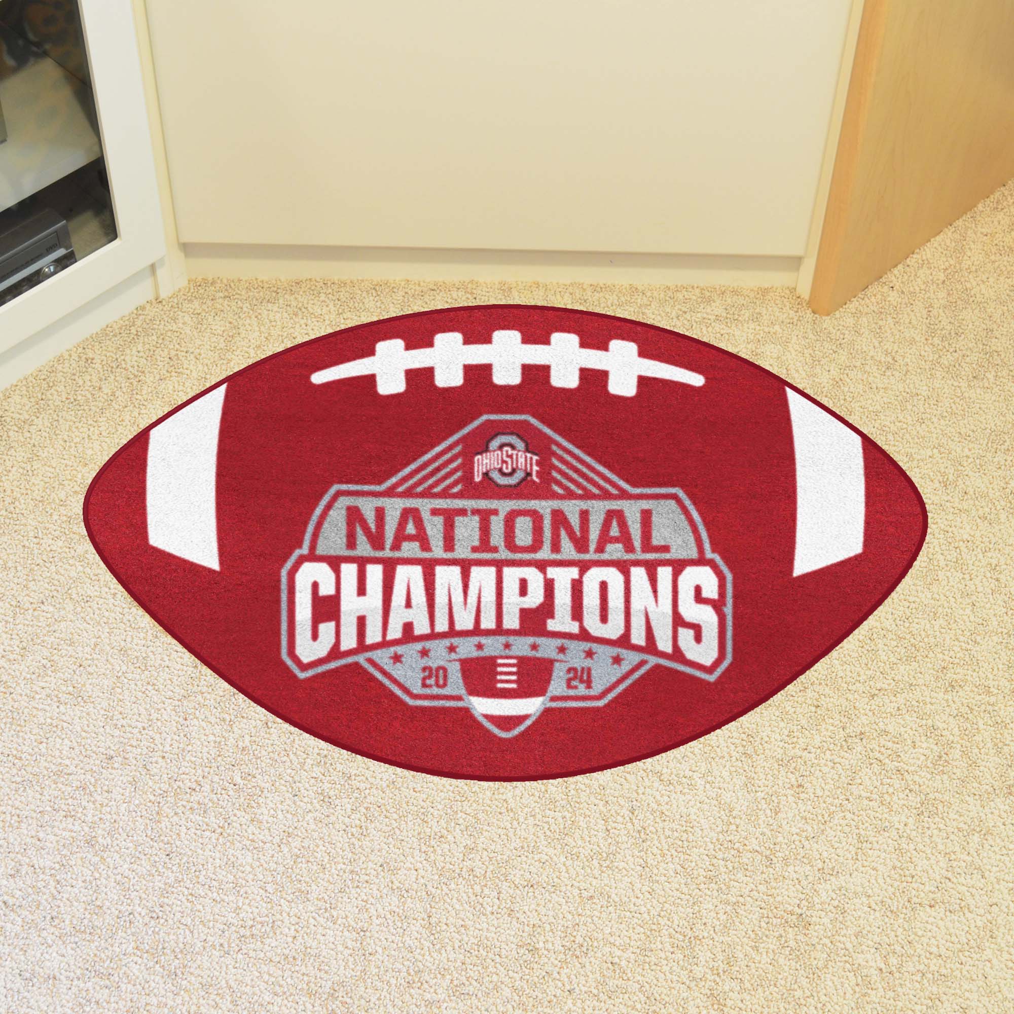 Official Ohio State 2024 National Champions Logo 20.5"x32.5" Football Mat - Ohio State Buckeyes - Flyclothing LLC