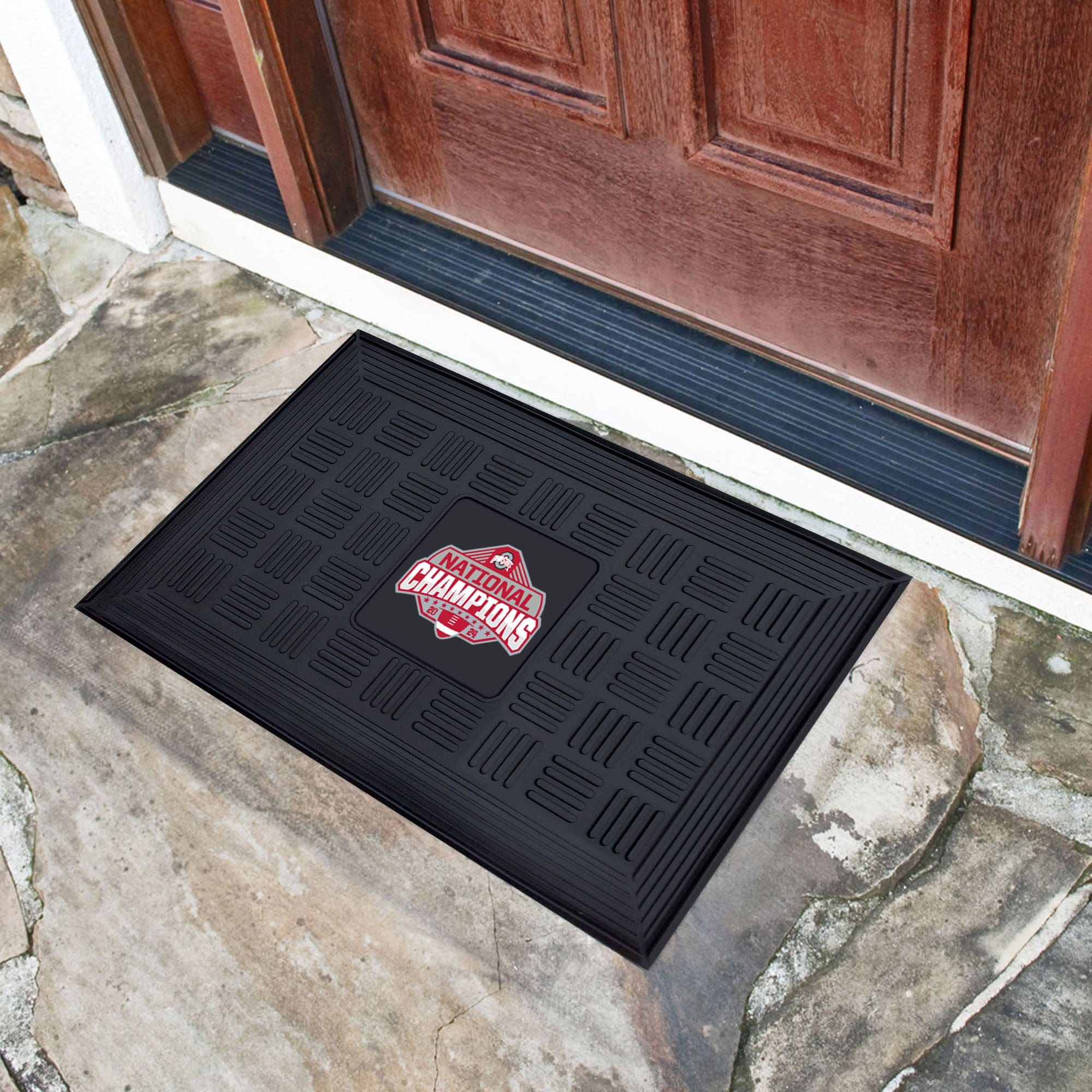 Official Ohio State 2024 National Champions Logo 19.5"x31.25" Medallion Door Mat - Ohio State Buckeyes - Flyclothing LLC