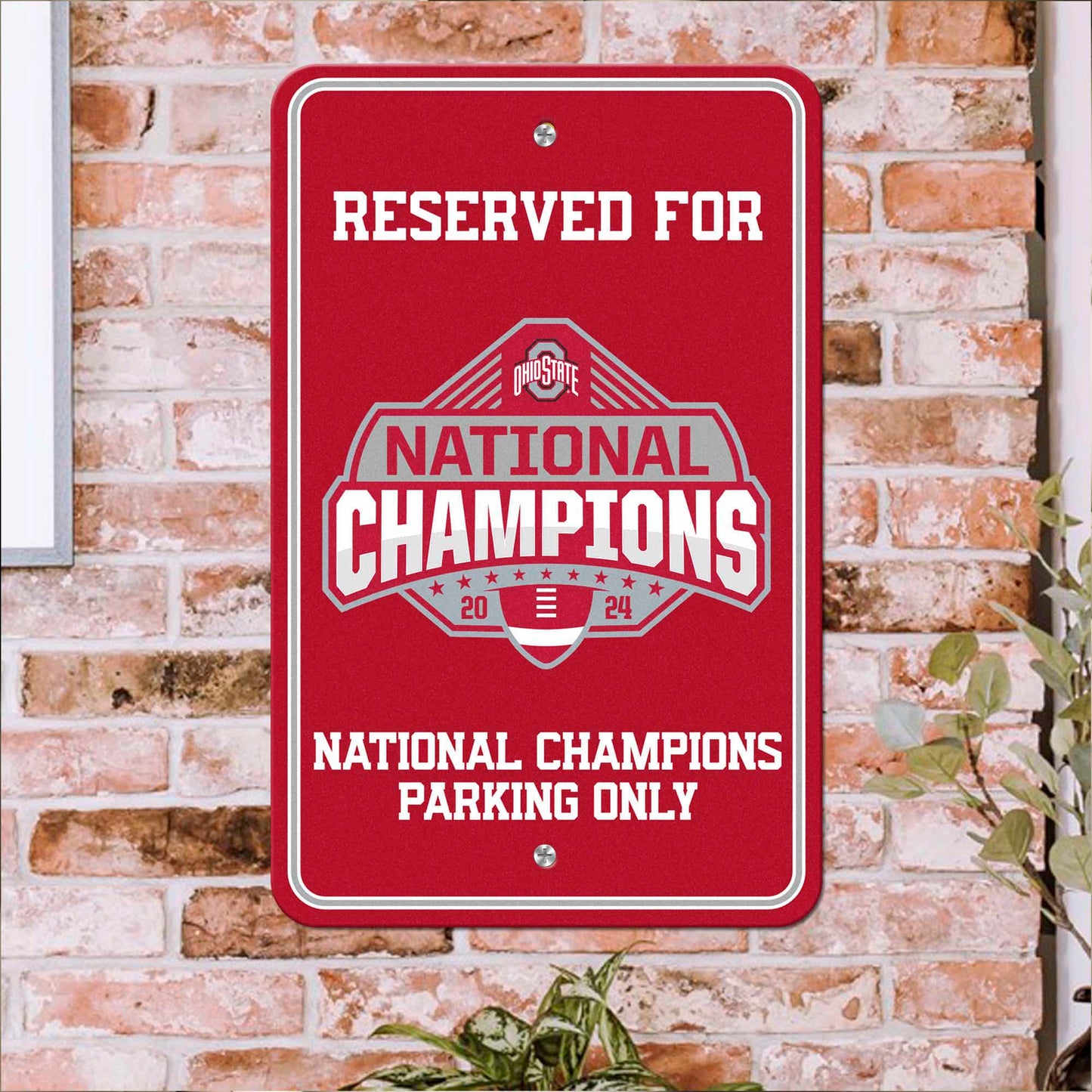 Official Ohio State 2024 National Champions Logo 18"x11.5"x0.01" Parking Sign - Ohio State Buckeyes - Flyclothing LLC