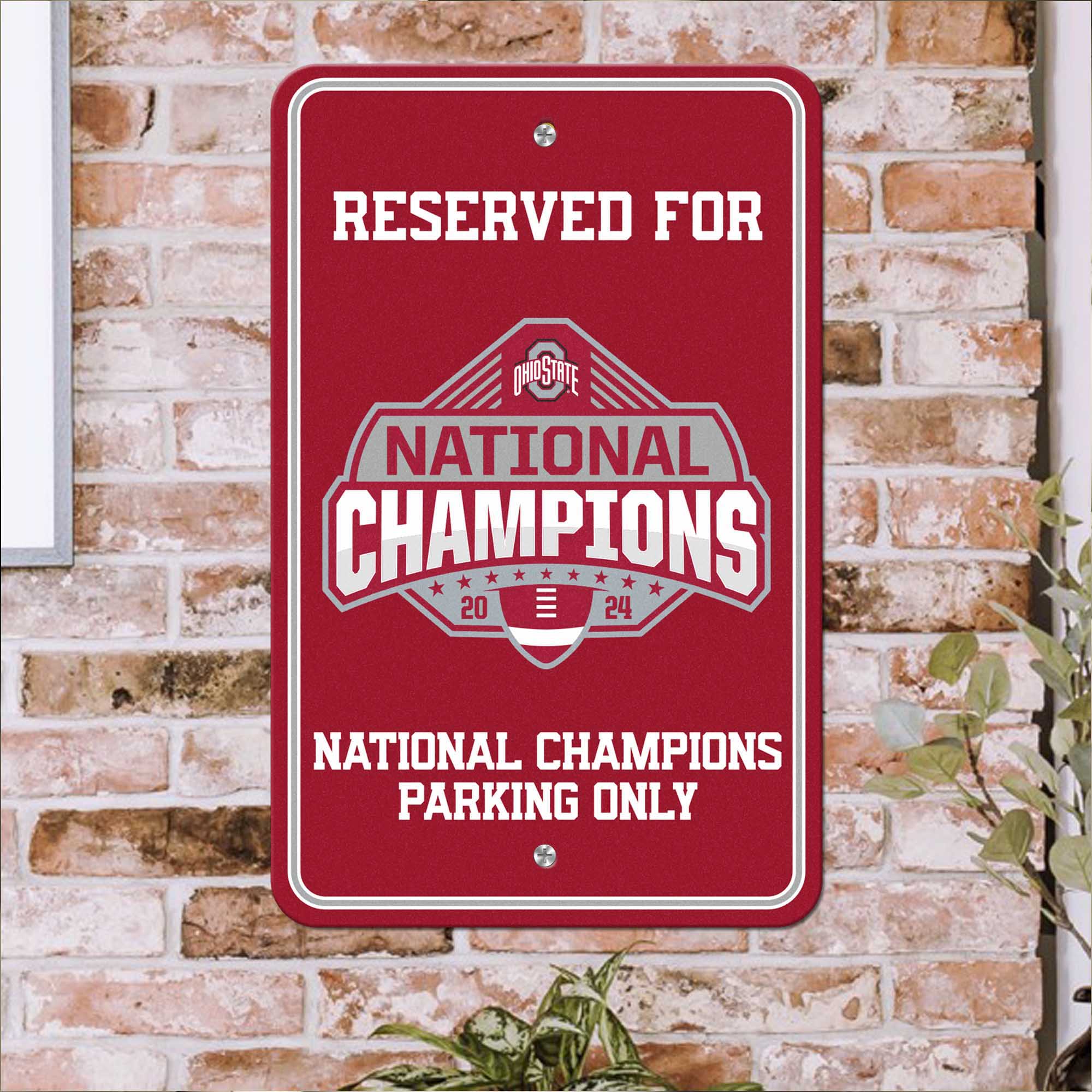 Official Ohio State 2024 National Champions Logo 18"x11.5"x0.01" Parking Sign - Ohio State Buckeyes - Flyclothing LLC