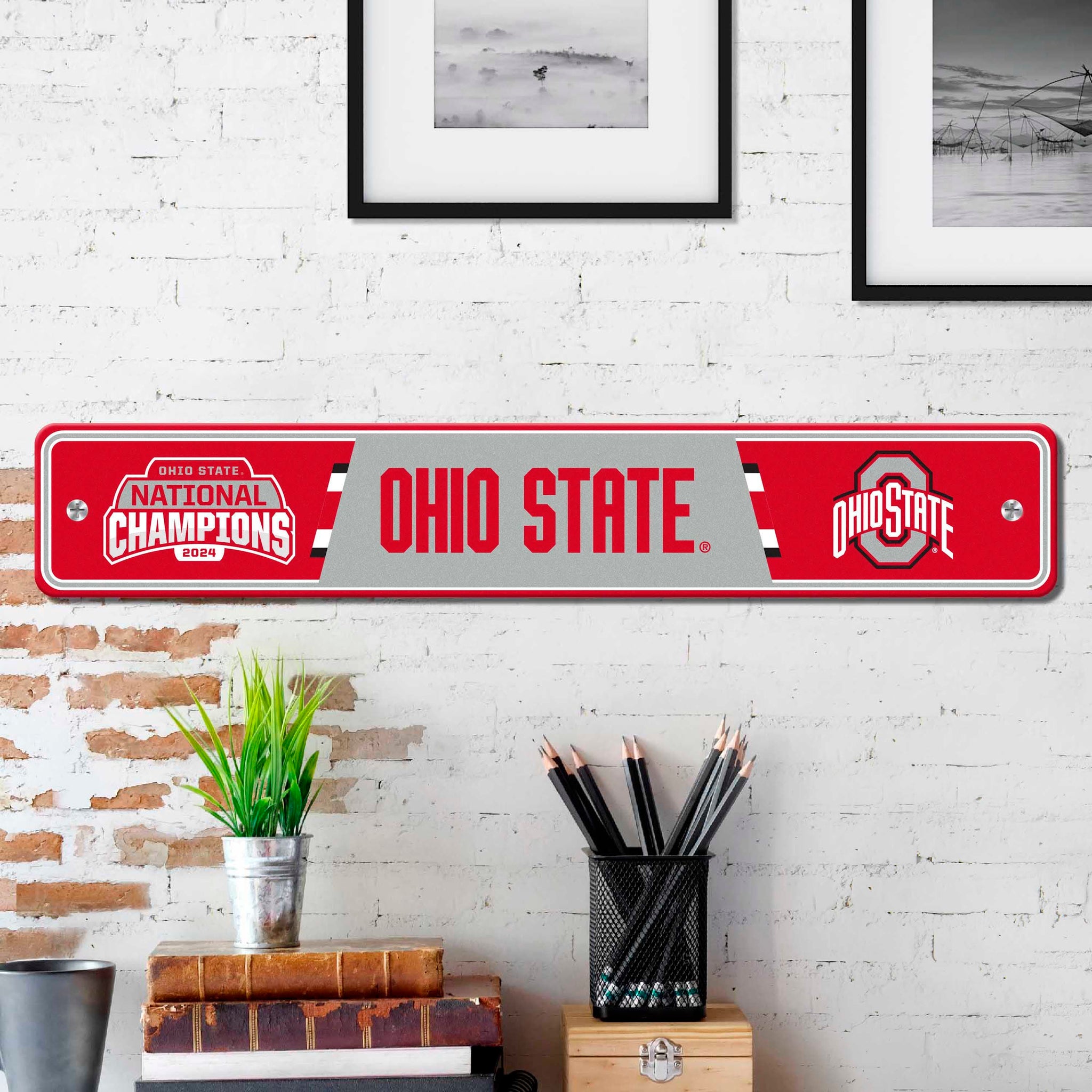 Official Ohio State 2024 National Champions Logo 4"x23.5"x0.01" Street Sign - Ohio State Buckeyes - Flyclothing LLC