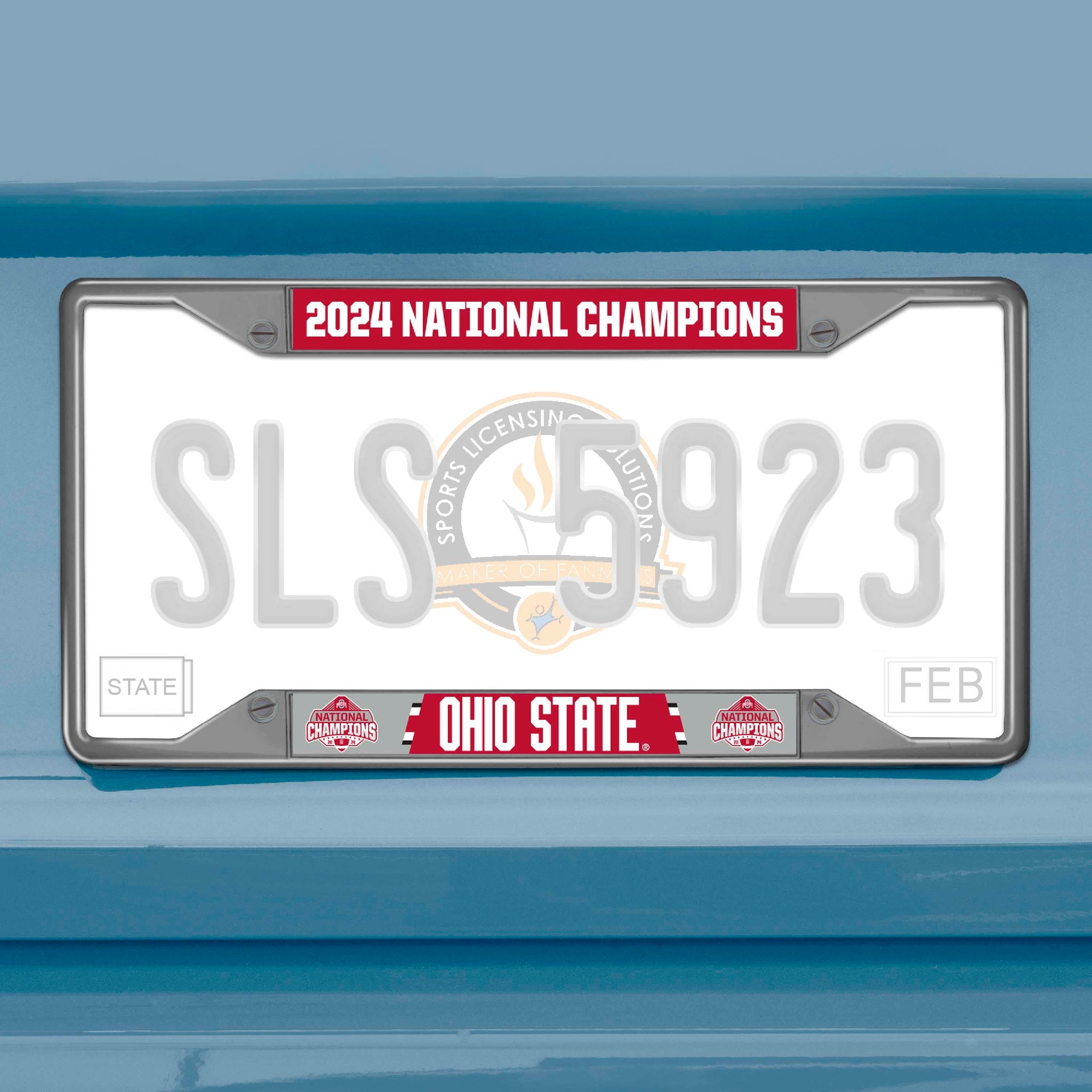 Official Ohio State 2024 National Champions Logo 6.25"x12.25" License Plate Frame - Ohio State Buckeyes - Flyclothing LLC