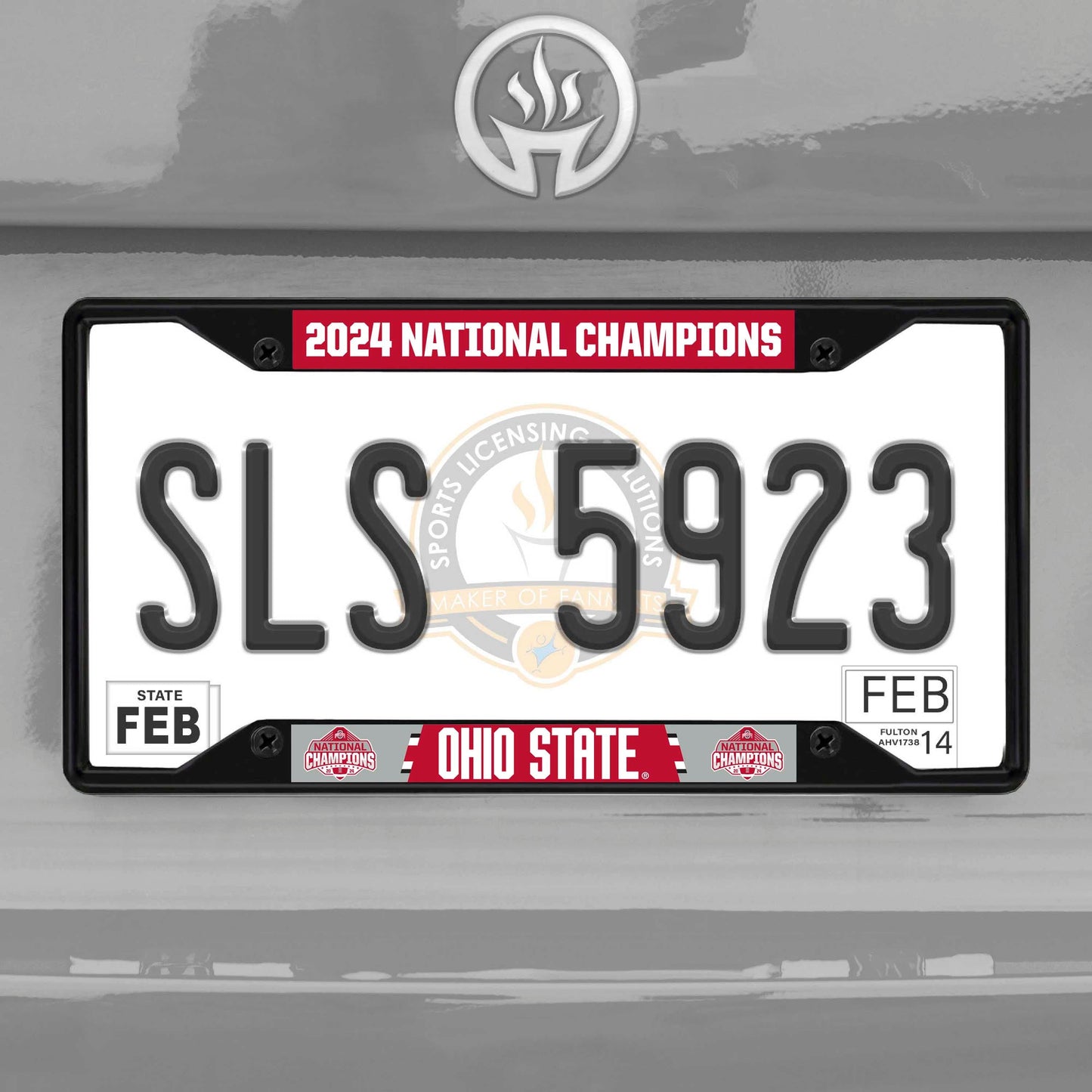Official Ohio State 2024 National Champions Logo 6.25"x12.25" License Plate Frame - Black - Ohio State Buckeyes - Flyclothing LLC