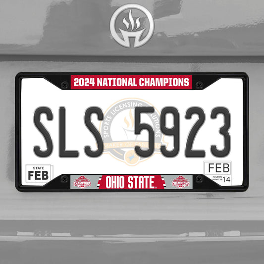 Official Ohio State 2024 National Champions Logo 6.25"x12.25" License Plate Frame - Black - Ohio State