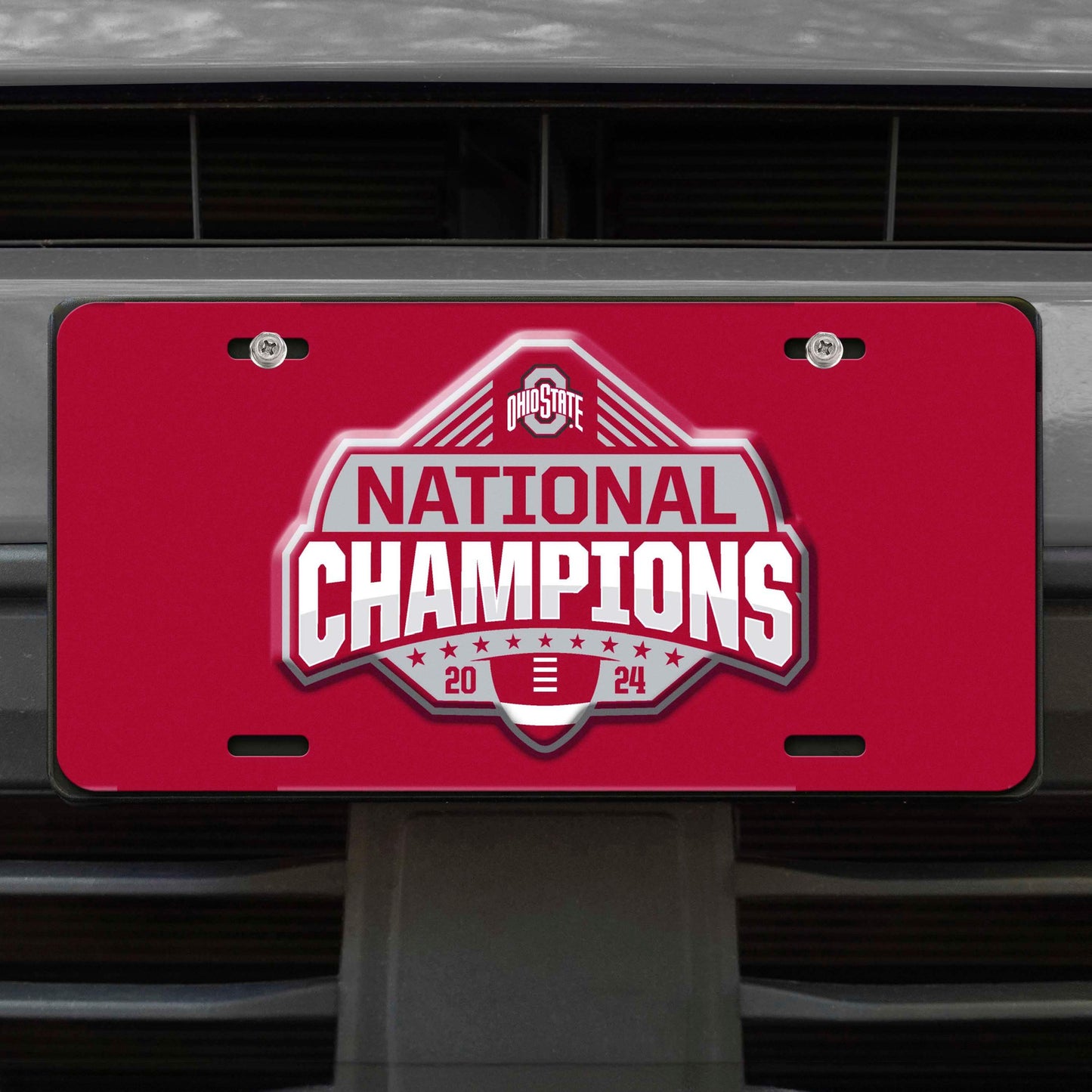 Official Ohio State 2024 National Champions Logo 12"x6" Metal Plate Flat - Ohio State Buckeyes - Flyclothing LLC