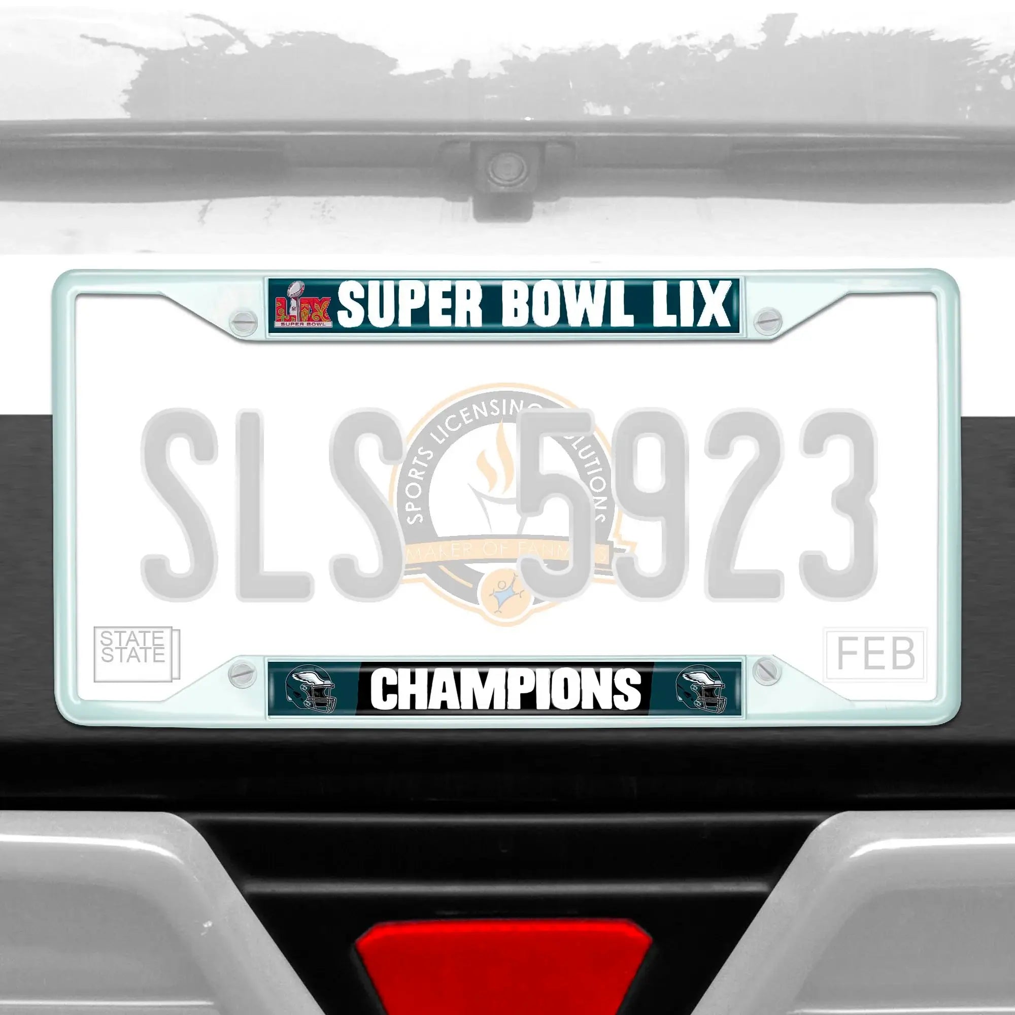 Philadelphia Eagles Super Bowl LIX Champions License Plate Frame White - Philadelphia Eagles - Flyclothing LLC