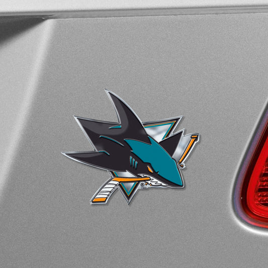San Jose Sharks Heavy Duty Aluminum Embossed Color Emblem - San Jose Sharks